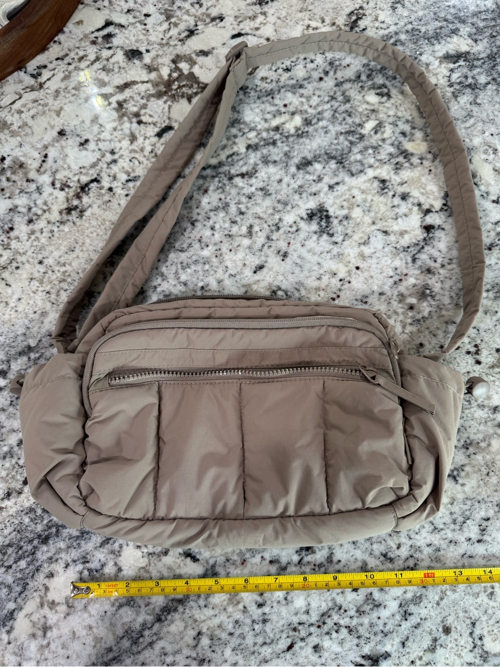 Quilted Crossbody Bag - Taupe